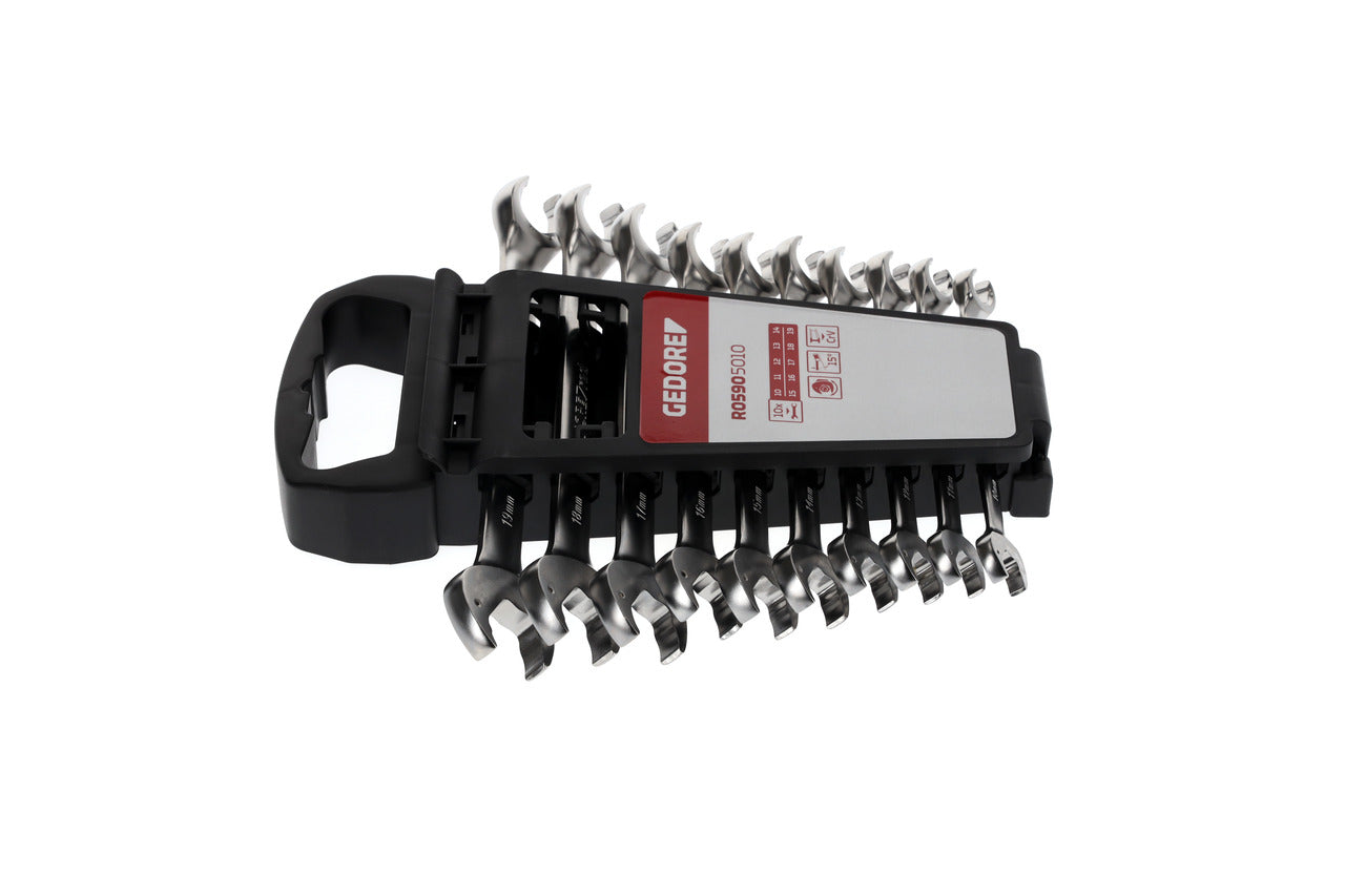 GEDORE red R05905010 - Jeu de 10 clés mixtes à cliquet ouvertes, 10-19 mm
