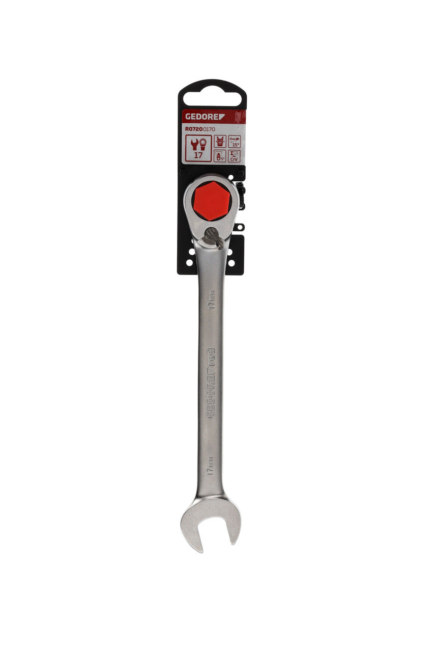 GEDORE red R07200170 - Clé combinée à cliquet avec levier de changement de vitesse, 17 mm L=224 mm