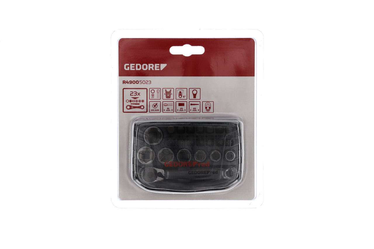 GEDORE red R49005023 - Jeu de douilles et embouts 1/4" 6-13 mm, 23 pièces