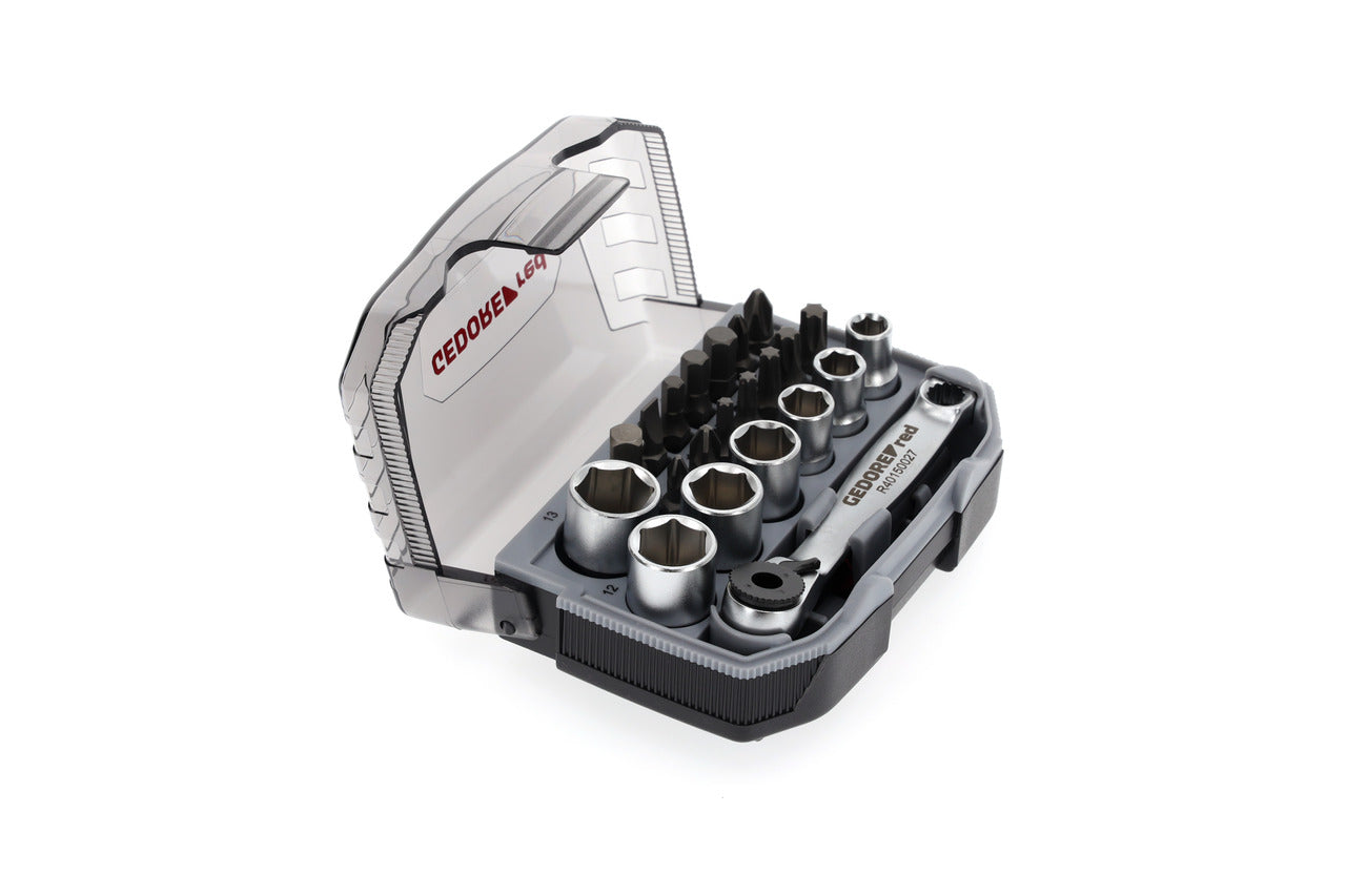 GEDORE red R49005023 - Jeu de douilles et embouts 1/4" 6-13 mm, 23 pièces