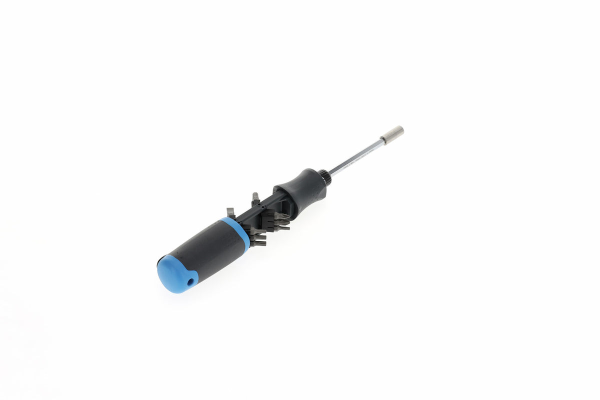Tournevis à cliquet avec réservoir (12 embouts) 1/4"