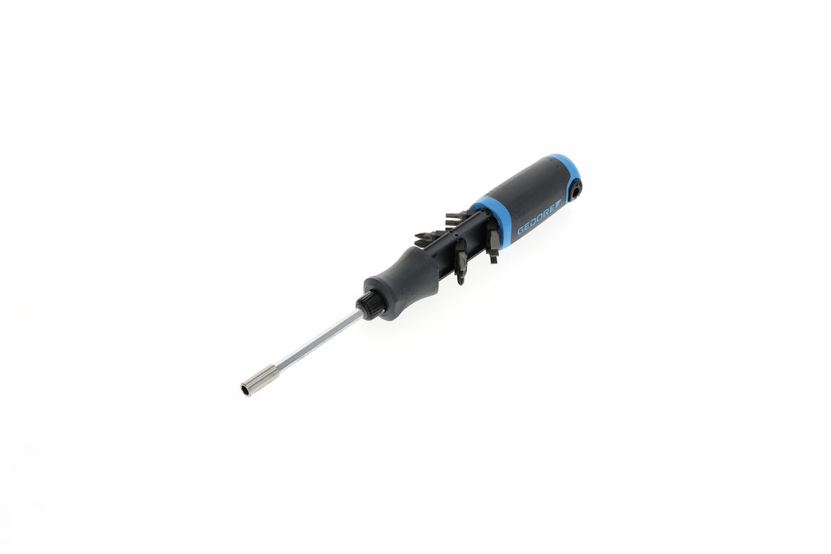 Tournevis à cliquet avec réservoir (12 embouts) 1/4"