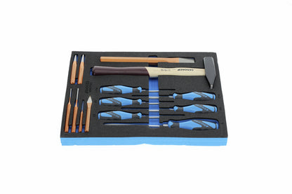 TS CT2-2154SK-119 - Assortiment de tournevis et outil à frapper dans un module en mousse Check-Tool double corps, 14 pièces