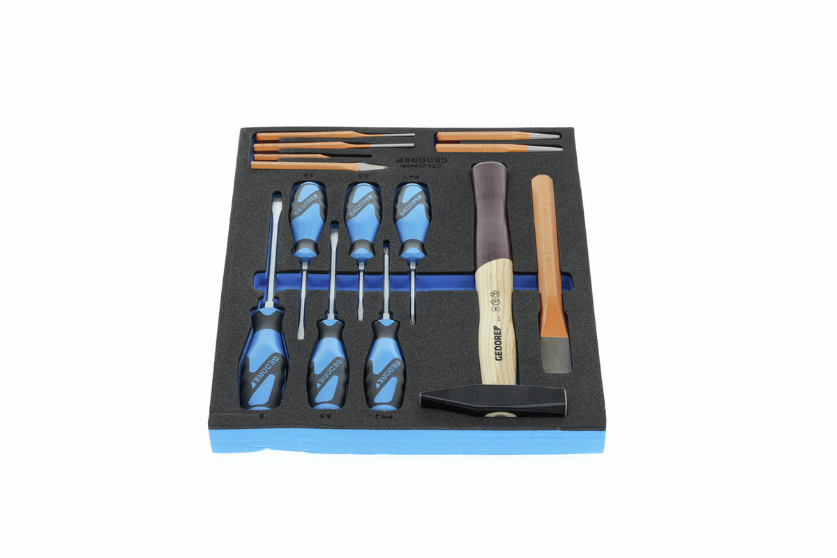 TS CT2-2154SK-119 - Assortiment de tournevis et outil à frapper dans un module en mousse Check-Tool double corps, 14 pièces