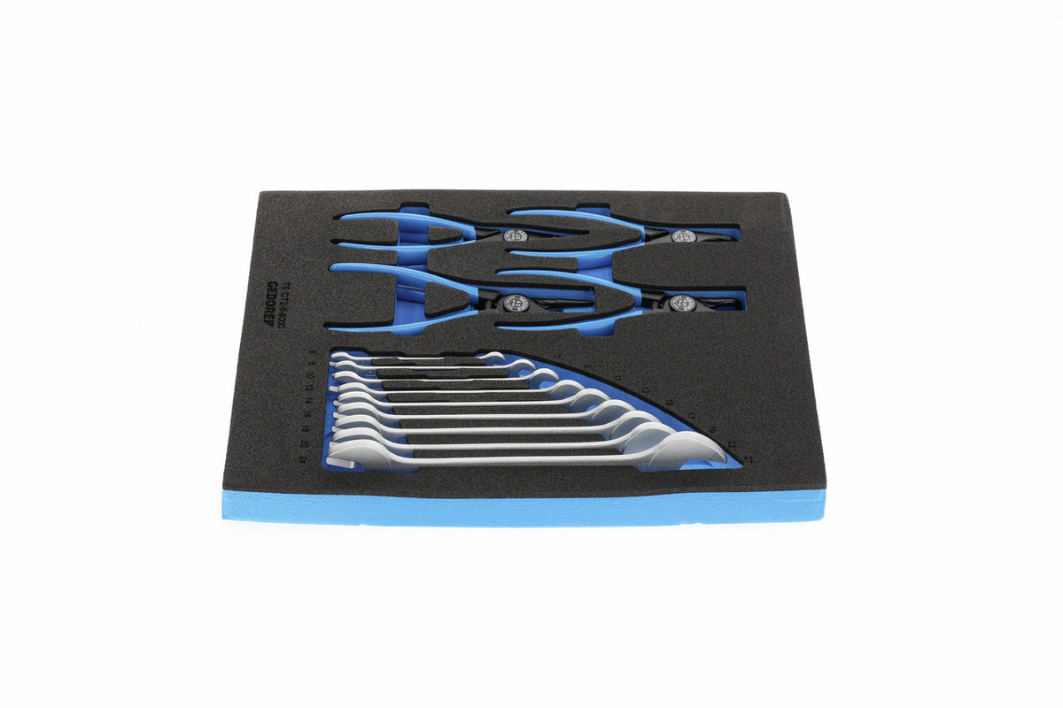 TS CT2-6-8000 - Assortiment de pinces et de clés plates en module de mousse Check-Tool à double corps, 15 pièces
