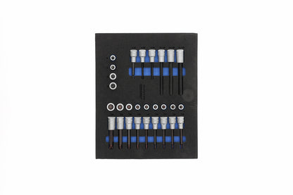 TS CT2-ITX19 - Jeu de douilles tournevis 1/2" sur module en mousse Check-Tool bi-matière, 28 pièces