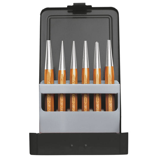 GEDORE red R90100006 - Jeu de chasse-goupilles coniques Ø 1-10 mm + poinçon, 6 pièces