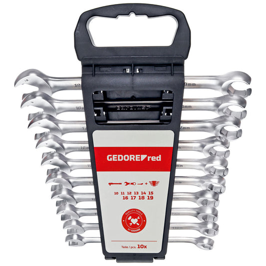 GEDORE red R05905010 - Jeu de 10 clés mixtes à cliquet ouvertes, 10-19 mm