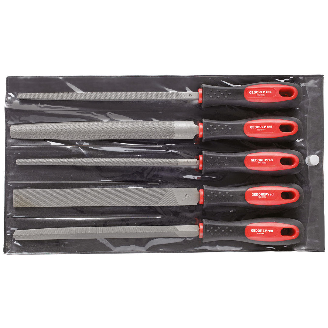 GEDORE red R93000005 - Jeu de limes 3 faces + 4 faces + plates + rondes + demi-rondes 5 pièces