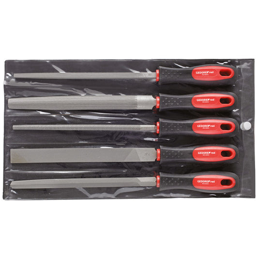 GEDORE red R93000005 - Jeu de limes 3 faces + 4 faces + plates + rondes + demi-rondes 5 pièces