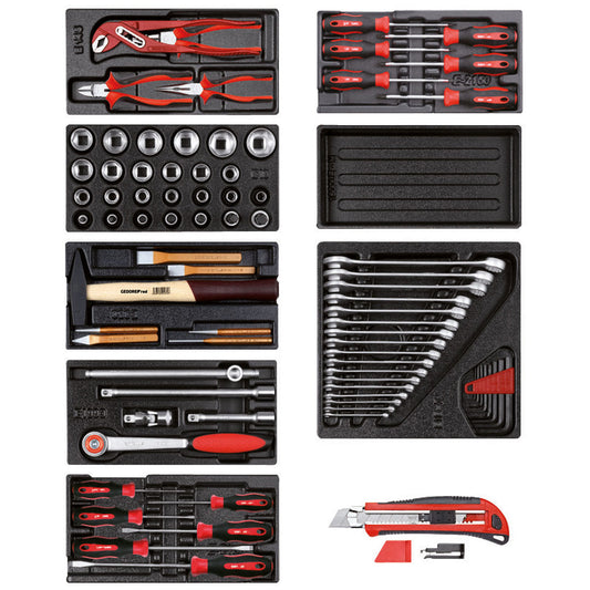 GEDORE red R21010000 - Jeu d'outils en 8 modules plastiques + cutter, 82 pièces