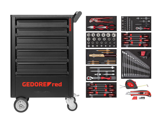 GEDORE red R21562005 - Chariot à outils GEDWorker avec assortiment de 119 outils