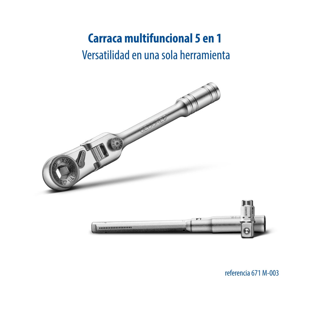 TC 666 MK-043 – Kit de puntas y vasos 1/4" con carraca multifuncional (Ready to Fix), 43 piezas