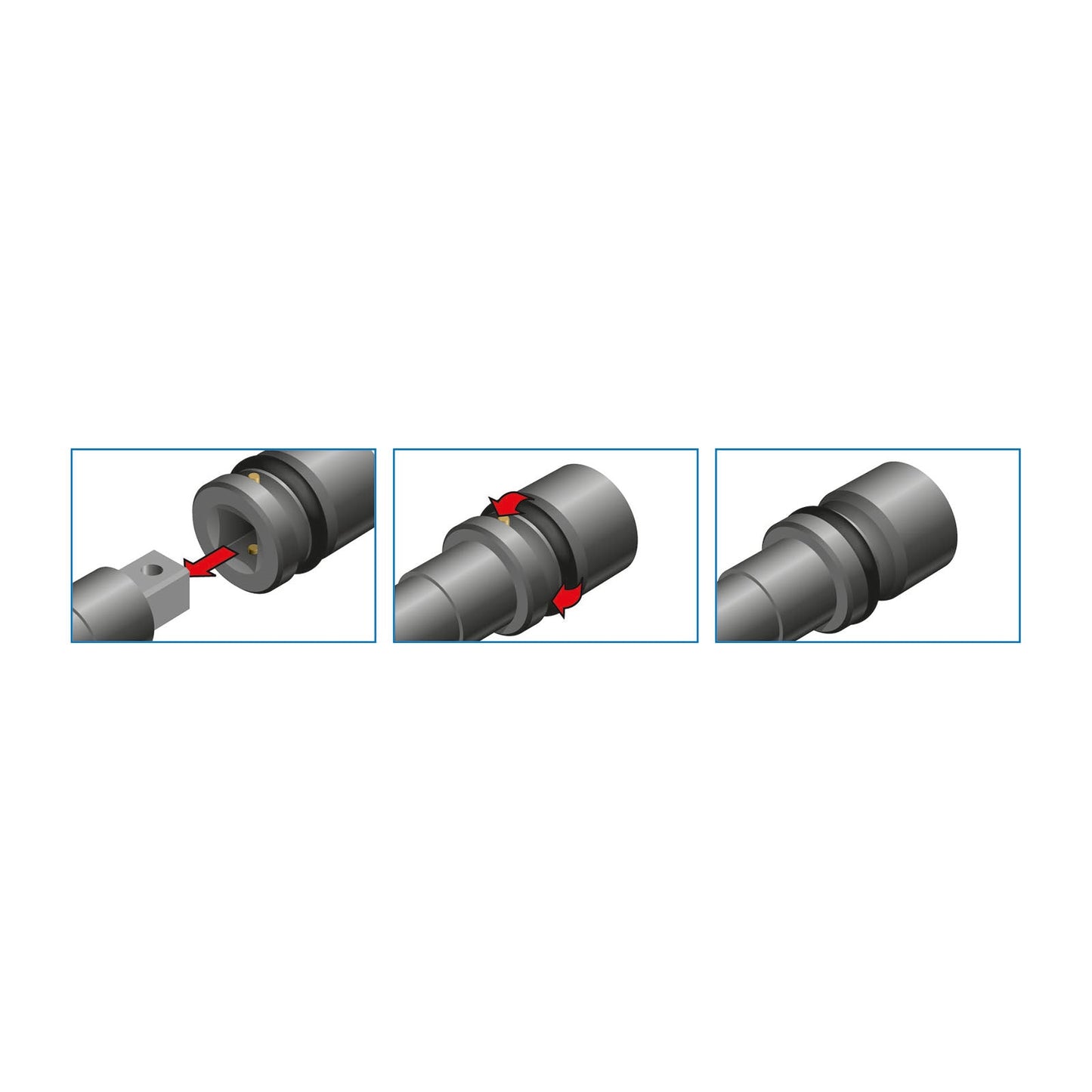 GEDORE K 21 SL - Vasos de impacto de seguridad de 1" IMPACT-FIX, perfil hexagonal, modelo largo