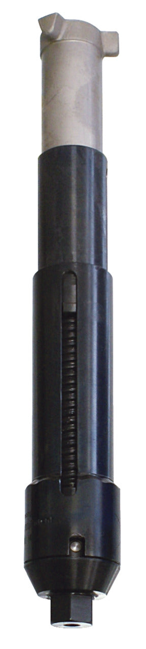 KL-0025-200 - Cilindro de sujeción corto: Cilindro alargado con extremo metálico brillante y cuerpo negro estriado