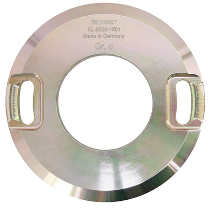 KL-0029-1501 - Anillo de soporte tamaño 5: Anillo metálico circular con dos ranuras rectangulares y orificio central