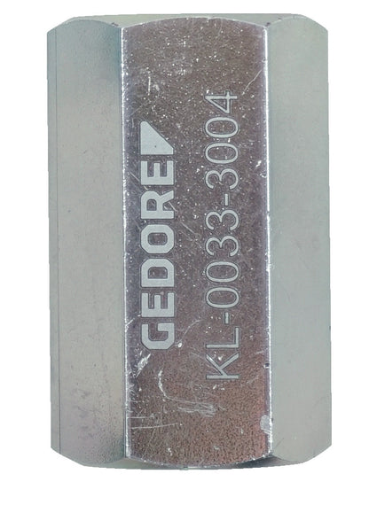 KL-0033-3004 - Tuerca de ajuste corta: Superficie hexagonal metálica con grabado de marca y código
