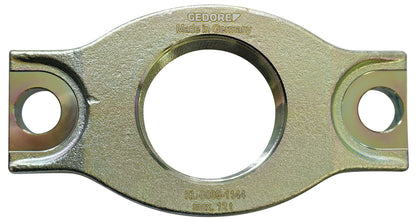 KL-0039-1144 - Placa base 2 1/4"-14 EE. UU: Placa metálica ovalada con orificio central y dos agujeros laterales