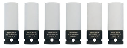 KL-0100-81 K - Kit de destornillador eléctrico, medias tallas, 1/2", 6 piezas: Seis vasos largos