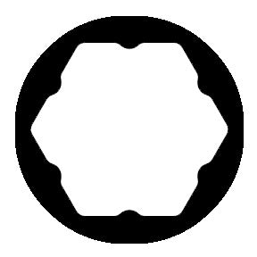Perfil hexagonal interior de vaso de llave
