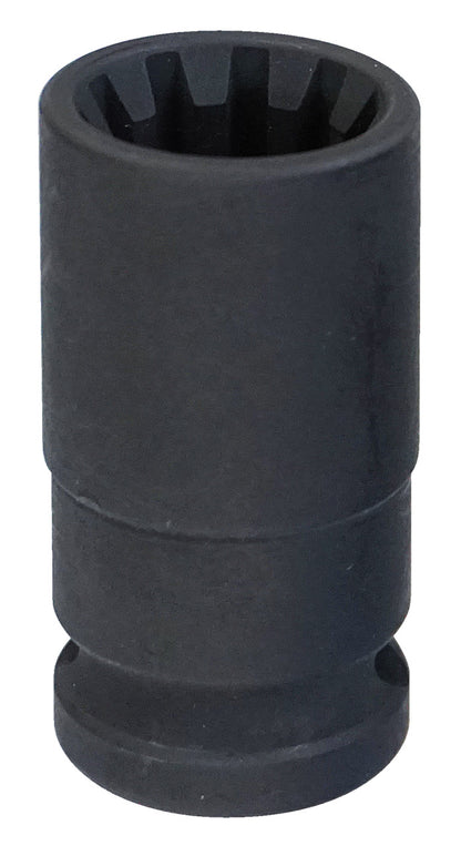 KL-0112-913 - Llave de tubo: Vaso de impacto negro largo con perfil interior estriado múltiple