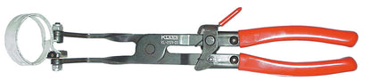 KL-0121-23 - Alicates para abrazaderas de manguera, acodados: Alicate acodado con mangos rojos y cadena