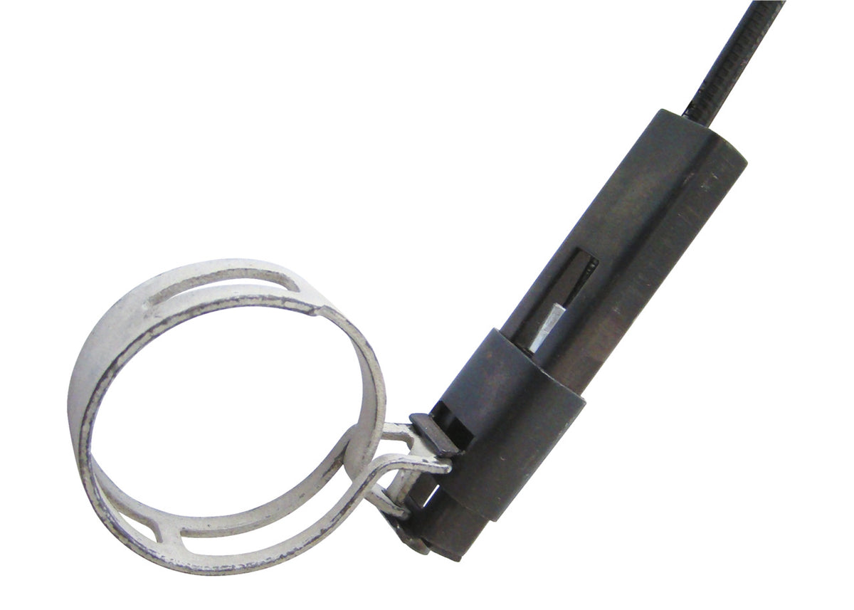 KL-0121-2501 - Cable Bowden de repuesto: Abrazadera metálica circular unida a extremo de cable con funda flexible