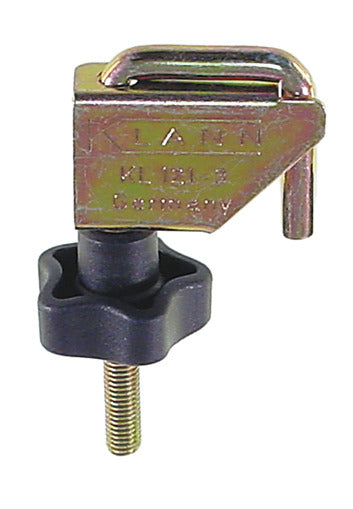 KL-0121-3 - Dispositivo de sujeción: Mordaza metálica con asa y tornillo de apriete con pomo negro