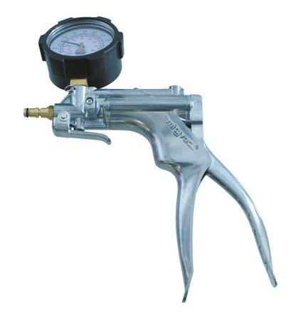 KL-0124-4100 - Bomba manual con manómetro: Bomba de vacío manual con gatillo metálico y manómetro acoplado