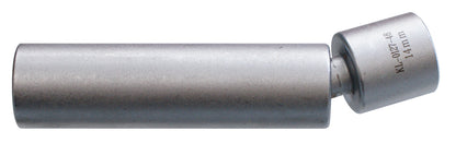 KL-0127-48 - Llave de vaso para bujías con junta SW14: Herramienta cilíndrica metálica con extremo articulado