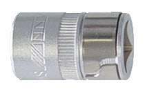KL-0132-123 - Portapuntas cuadrado SW10, accionamiento 3/8": Vaso portapuntas cromado con cuadradillo hembra y ranura frontal