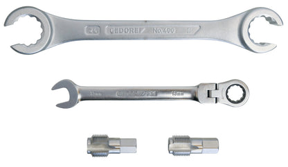 KL-0132-14 K - Kit de reparación de roscas para sensor de escape: Llaves de tubo con bocas abiertas y una carraca