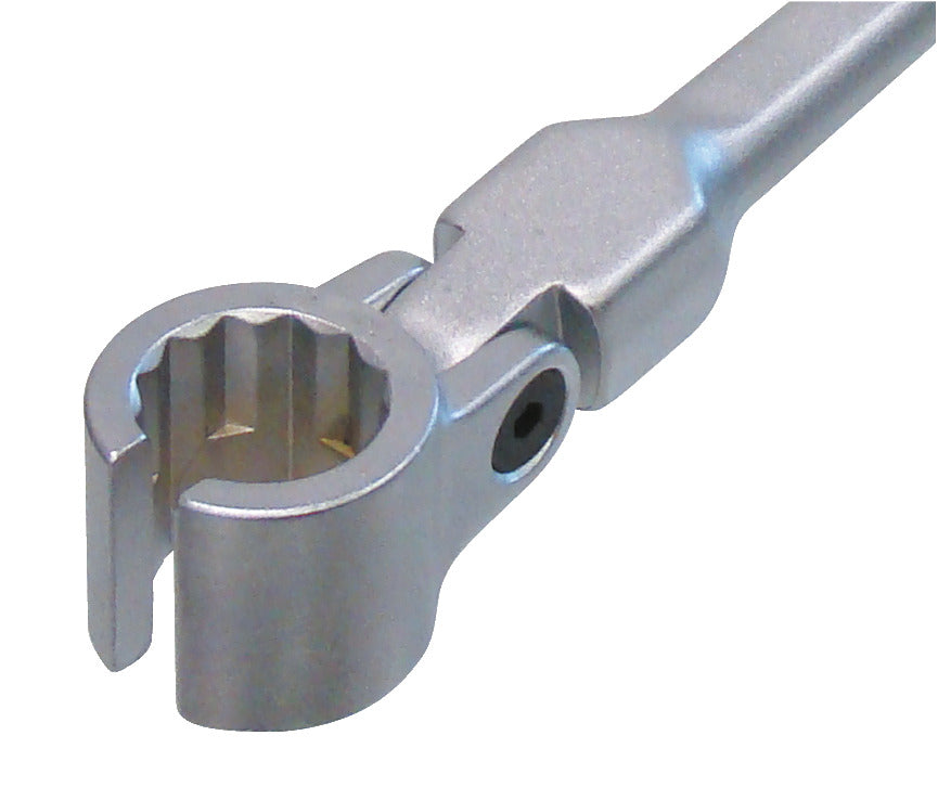 KL-0132-82 A - Llave de vaso angular SW22: Cabezal articulado con boca estriada abierta y perno de ajuste