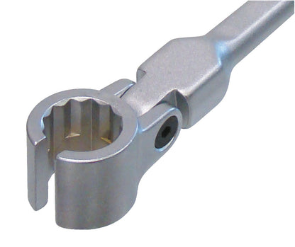KL-0132-82 A - Llave de vaso angular SW22: Cabezal articulado con boca estriada abierta y perno de ajuste