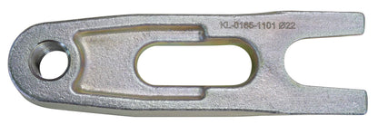 KL-0165-1101 - Horquilla 22mm: Horquilla metálica con ranura ovalada y orificio con rosca en un extremo