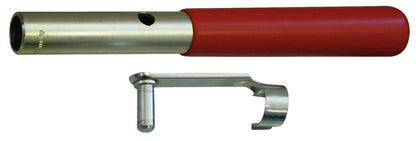KL-0169-101 - tubo de mano: Tubo metálico con mango rojo y pasador con horquilla de sujeción