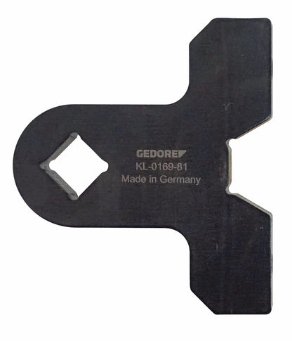 KL-0169-8102 - Mitad de llave con cuadrado: Placa plana metálica con cuadradillo hembra y muescas laterales