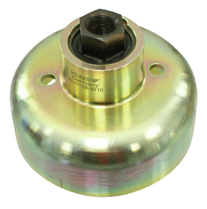 KL-0178-3010 - Carcasa con tuerca: Cilindro metálico dorado con tuerca hexagonal central y dos orificios laterales