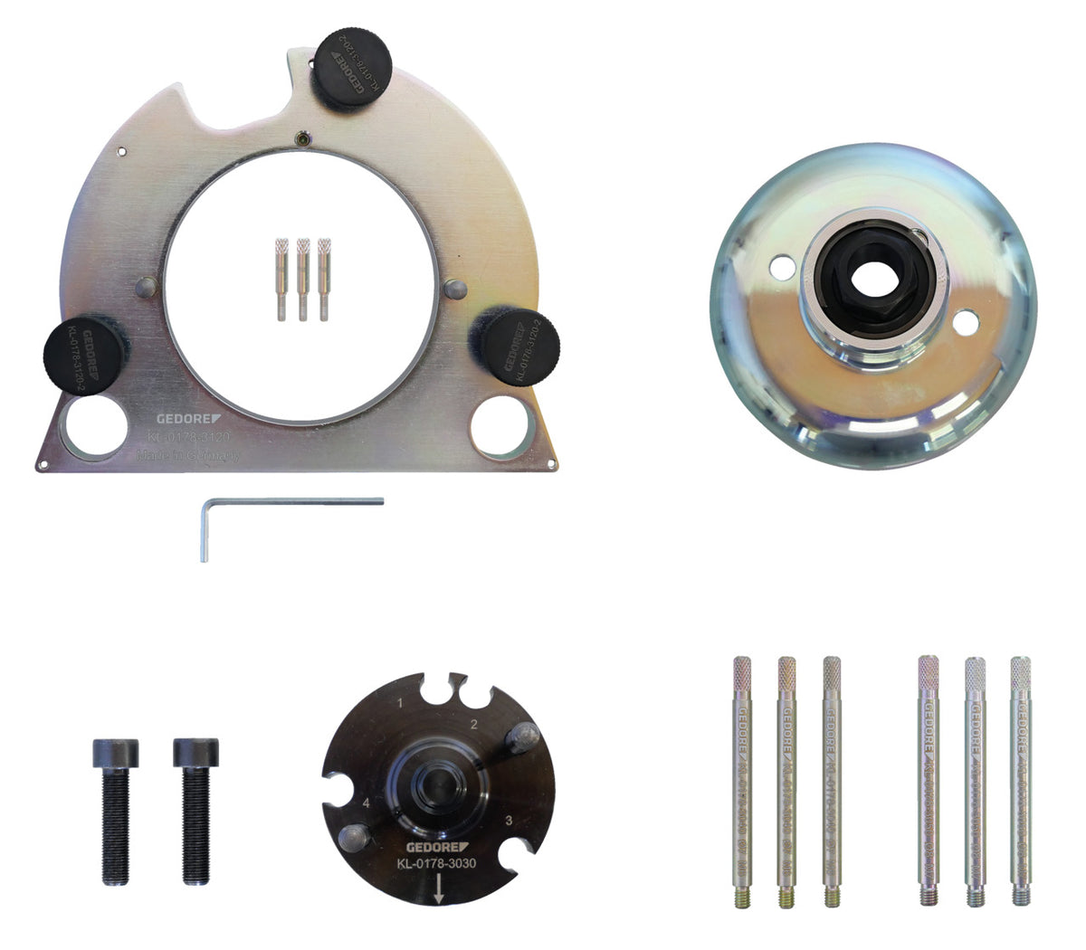 KL-0178-310 K - Herramienta de montaje para brida de cierre: Placa con orificios, casquillo, llave Allen, tornillos