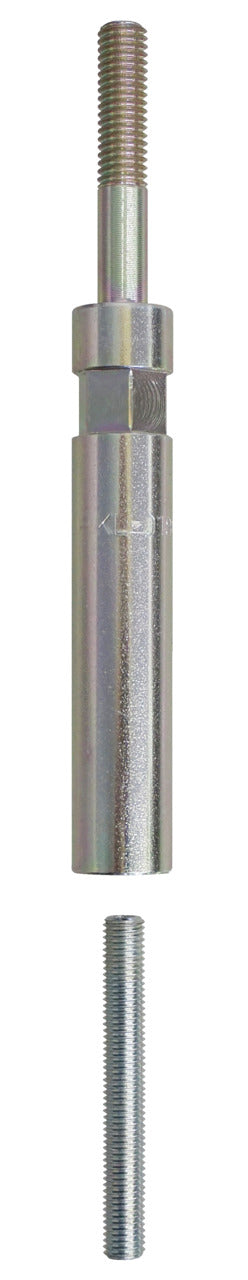 KL-0186-1239-1 - Perno de soporte 132,5 mm: Perno metálico con extremo roscado largo y cuerpo cilíndrico escalonado