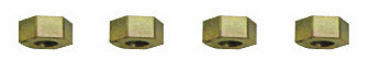 KL-0186-1251 - Juego de tuercas espaciadoras 5mm: Cuatro tuercas hexagonales metálicas doradas idénticas