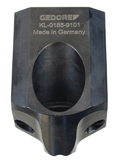KL-0186-9101-1 - Adaptador extractor de boquillas M14x1,5: Pieza metálica negra con orificio ovalado central
