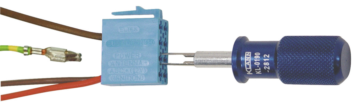 KL-0190-28 K - Juego de herramientas para contactos rápidos: Conector eléctrico azul con cables de colores