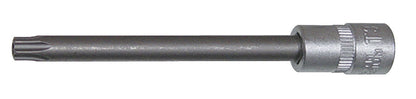 KL-0191-10 - Inserto para llave de vaso T30 con orificio: Vaso destornillador largo con punta estriada y mango moleteado