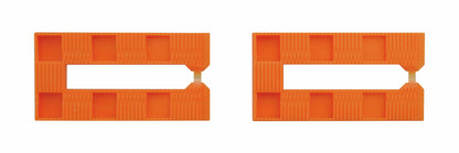 KL-0214-2208 - Juego de cuñas de plástico: Dos cuñas de plástico naranja con ranura central y textura estriada