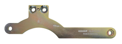 KL-0214-2402 - Placa de tensión A: Llave de doblez con dos orificios circulares y uno alargado, acabado dorado