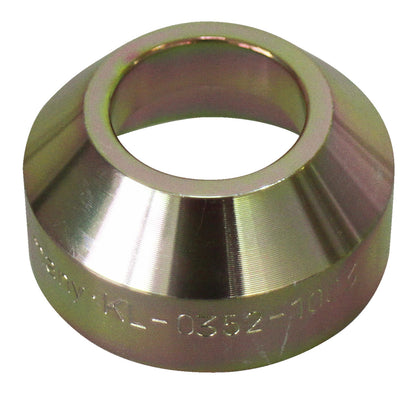 KL-0352-1003 - pieza de presión: Anillo cónico metálico con orificio central e inscripción grabada