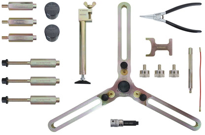 KL-0500-80 KA - Kit de herramientas base para doble embrague: Kit con brazo triaxial, adaptadores, alicates, extractor