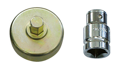KL-0580-823 A - Llave para cigüeñal: Vaso dorado con cabezal hexagonal y adaptador cromado con cuadradillo