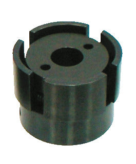 KL-1010-1402 A - Pieza de presión con resorte Ø65 mm: Pieza cilíndrica ranurada con orificio central y dos agujeros pequeños